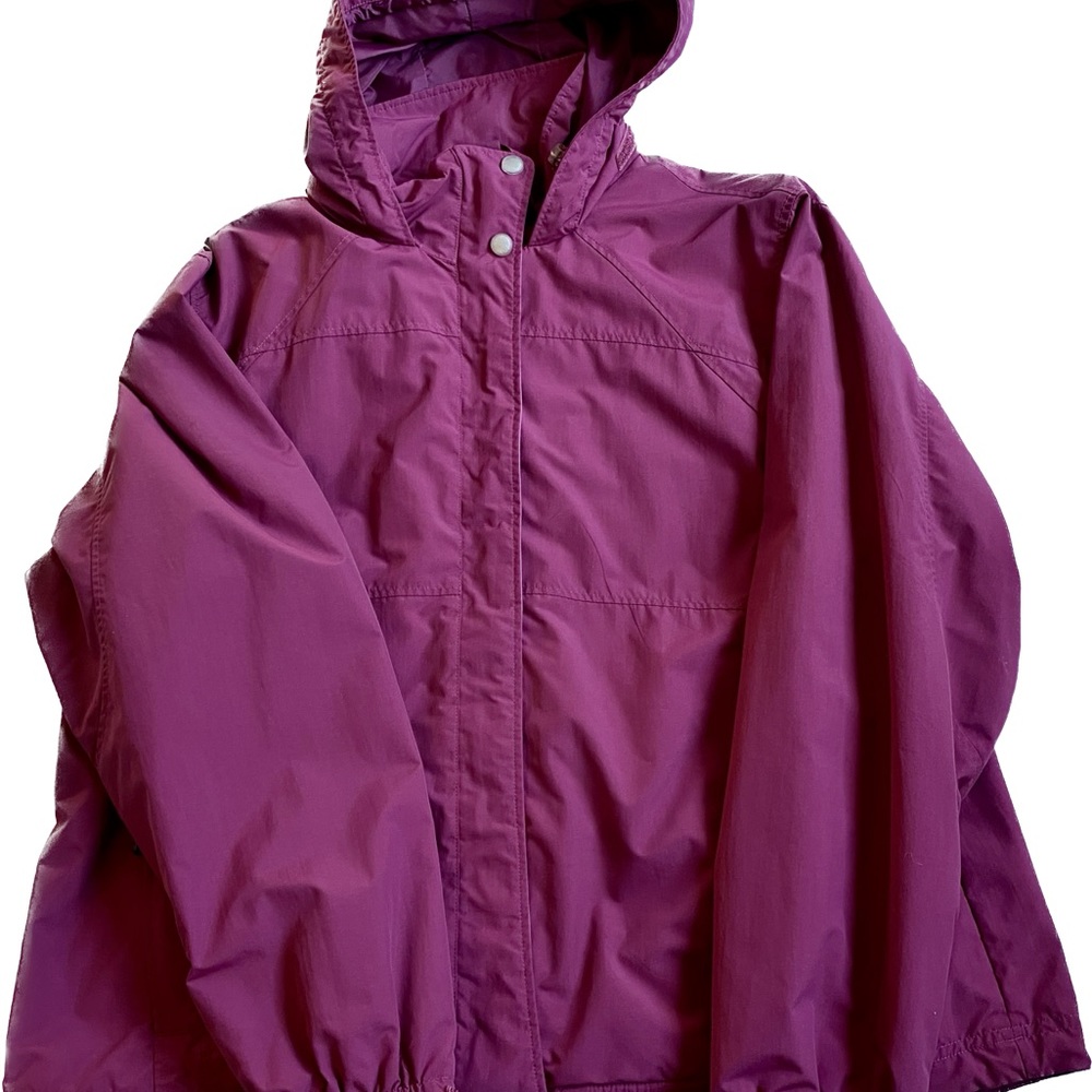 LL Bean Womens Size XL Nylon Double Zip Jacket Pink/Purple Hooded Full Zip OBCY8